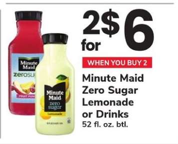 Minute Maid Zero Sugar Lemonade or Drinks