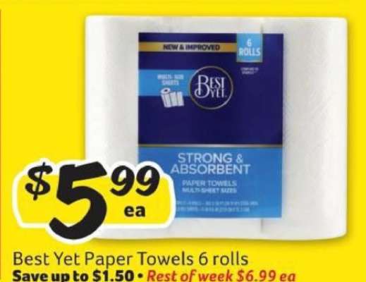 Best Yet Paper Towels 6 rolls