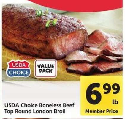 USDA Choice Boneless Beef Top Round London Broil