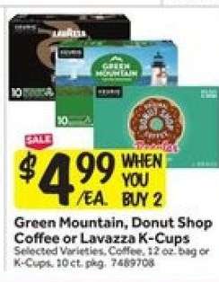 Green Mountain, Donut Shop Coffee or Lavazza K-Cups