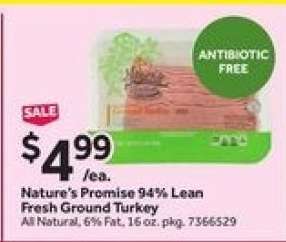 Nature’s Promise 94% Lean Fresh Ground Turkey