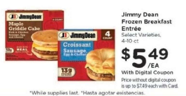 Jimmy Dean Frozen Breakfast Entrée