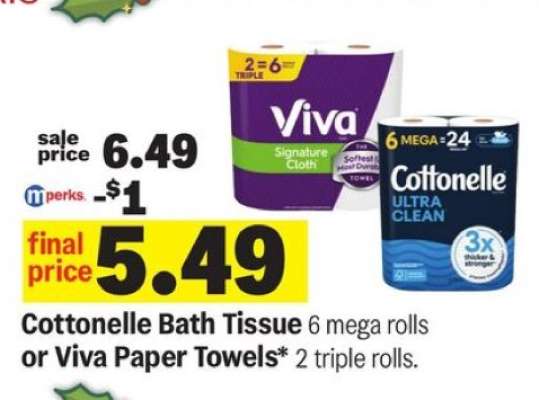 Cottonelle Bath Tissue Or Viva Paper Towels
