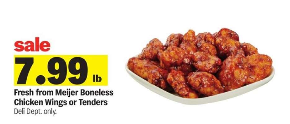 Fresh from Meijer Boneless Chicken Wings or Tenders