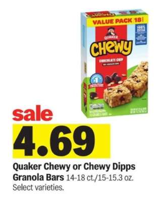 Quaker Chewy or Chewy Dipps Granola Bars