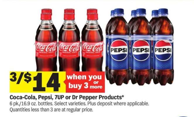 Coca-Cola, Pepsi, 7UP or Dr Pepper Products*