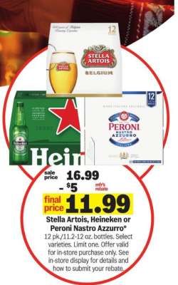 Stella Artois, Heineken or Peroni Nastro Azzurro*