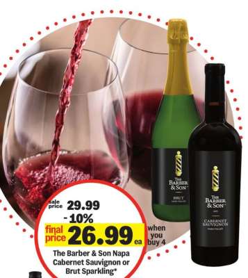 The Barber & Son Napa Cabernet Sauvignon or Brut Sparkling*