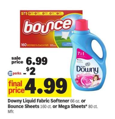Downy Liquid Fabric Softener or Bounce Sheets