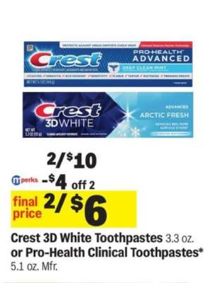 Crest 3D White Toothpastes or Pro-Health Clinical Toothpastes