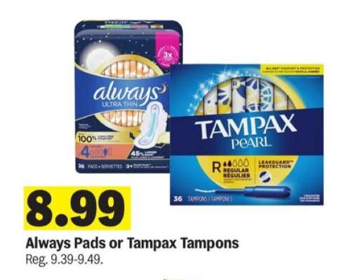 Always Pads or Tampax Tampons