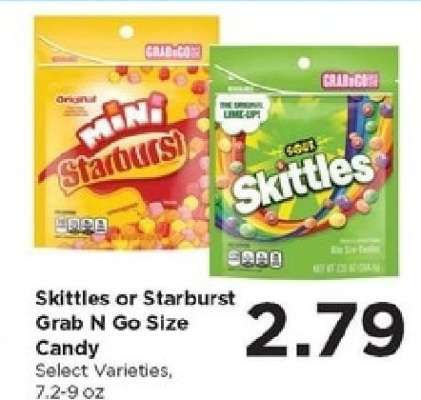 Skittles or Starburst Grab N Go Size Candy
