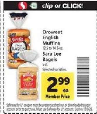 Oroweat English Muffins / Sara Lee Bagels
