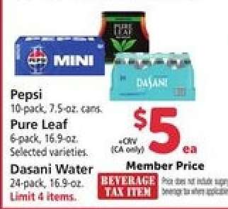 Pepsi, Pure Leaf, Dasani Water