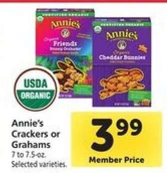 Annie's Crackers or Grahams