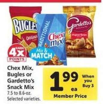 Chex Mix, Bugles or Gardetto's Snack Mix