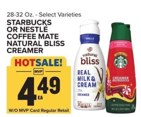 Starbucks or Nestle Coffee Mate Natural Bliss Creamer
