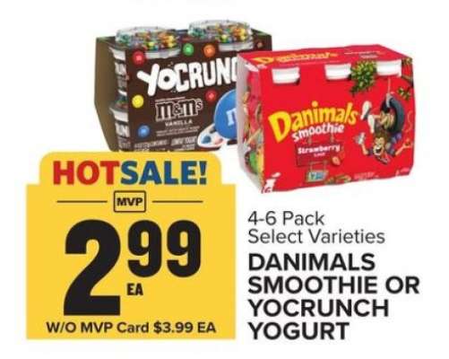 Danimals Smoothie or YoCrunch Yogurt