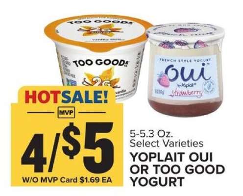 Yoplait Oui or Too Good Yogurt