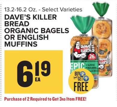 Dave's Killer Bread Organic Bagels or English Muffins