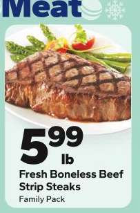 Fresh Boneless Beef Strip Steaks