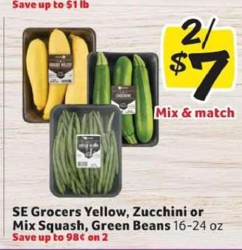 SE Grocers Yellow, Zucchini or Mix Squash, Green Beans