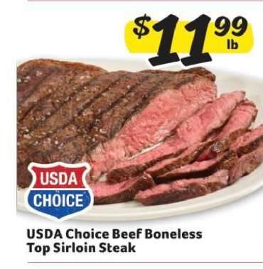 USDA Choice Beef Boneless Top Sirloin Steak