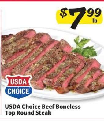 USDA Choice Beef Boneless Top Round Steak