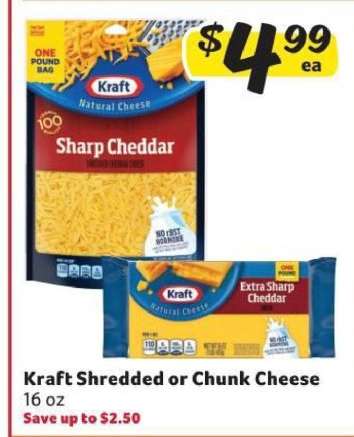 Kraft Shredded or Chunk Cheese*