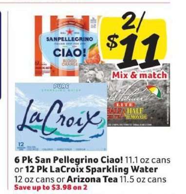 San Pellegrino, LaCroix, Arizona Tea