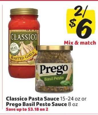 Classico Pasta Sauce or Prego Basil Pesto Sauce