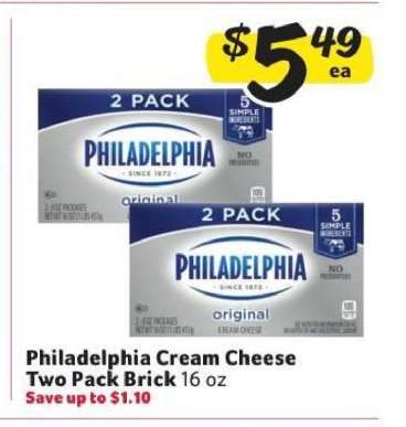 Philadelphia Cream Cheese Two Pack Brick