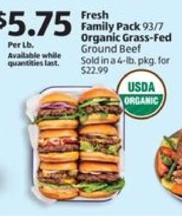 Fresh Family Pack 93/7 Organic Grass-Fed Ground Beef