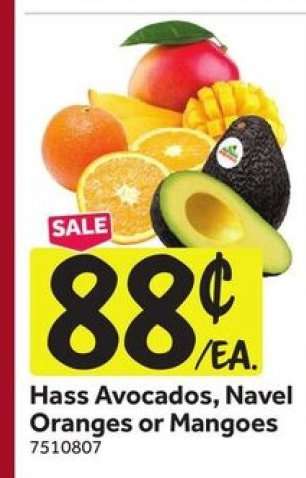 Hass Avocados, Navel Oranges or Mangoes