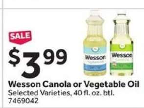 Wesson Canola or Vegetable Oil