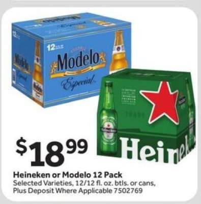 Heineken or Modelo 12 Pack