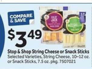 Stop & Shop String Cheese or Snack Sticks