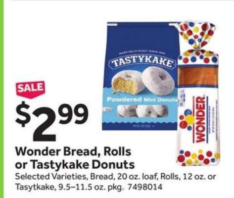 Wonder Bread, Rolls or Tastykake Donuts
