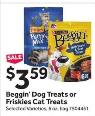 Beggin' Dog Treats or Friskies Cat Treats