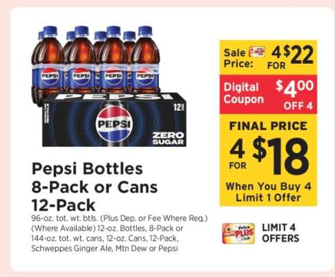 Pepsi Bottles 8-Pack or Cans 12-Pack