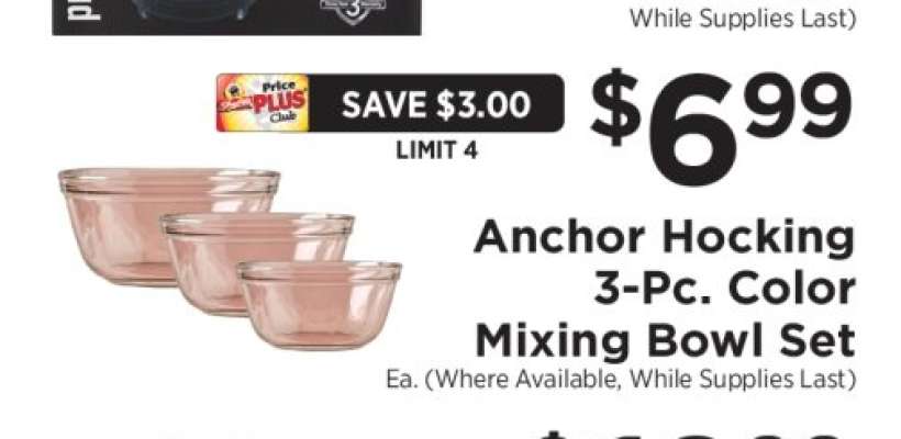 Anchor Hocking 3-Pc. Color Mixing Bowl Set