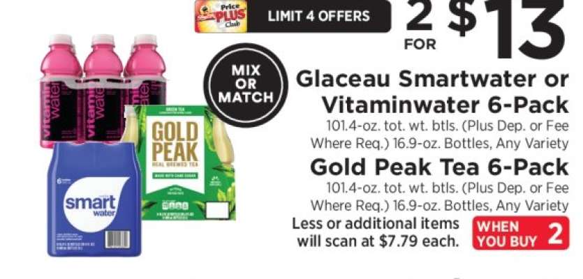 Glacéau Smartwater or Vitaminwater 6-Pack, Gold Peak Tea 6-Pack