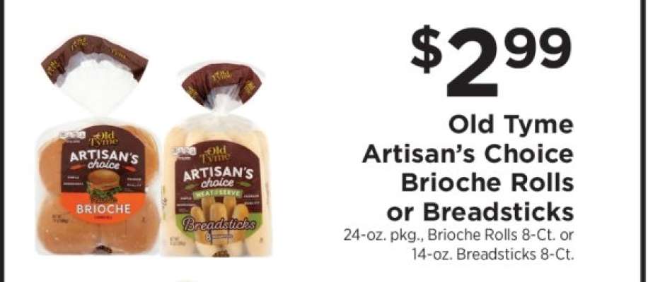 Old Tyme Artisan’s Choice Brioche Rolls or Breadsticks