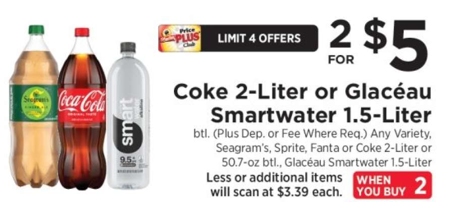 Coke 2-Liter or Glacéau Smartwater 1.5-Liter