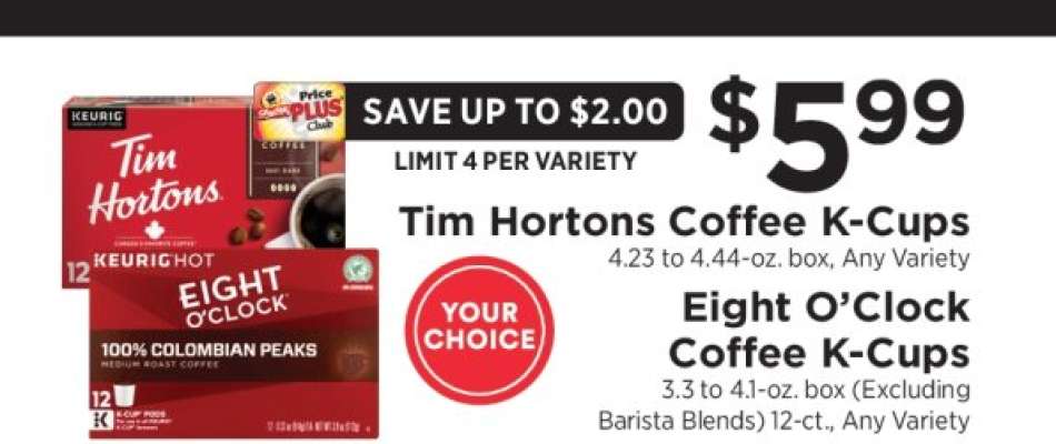 Tim Hortons Coffee K-Cups / Eight O’Clock Coffee K-Cups