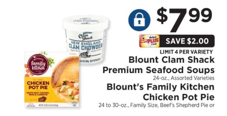 Blount Clam Shack Premium Seafood Soups / Blount’s Family Kitchen Chicken Pot Pie