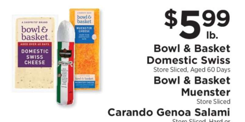Bowl & Basket Domestic Swiss, Bowl & Basket Muenster, Carando Genoa Salami