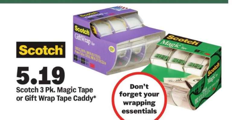 Scotch 3 Pk. Magic Tape or Gift Wrap Tape Caddy