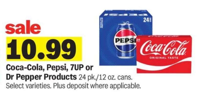 Coca-Cola, Pepsi, 7UP or Dr Pepper Products*