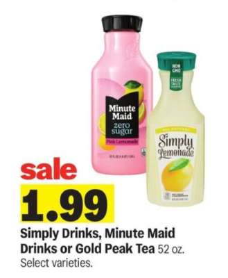 Simply Drinks, Minute Maid Drinks or Gold Peak Tea
